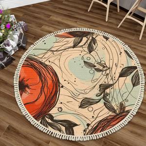 Elegante juego de alfombras con mechones de piel de vaca con borlas redondas para el hogar accesorio decorativo sala de estar dormitorio pasillo patrón rectangular - Product Image 3