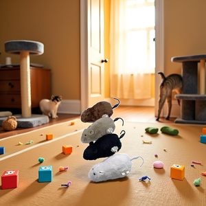 Jouets interactifs : Souris en peluche à remonter, jouet pour chat, jouet pour animaux de compagnie, jouet de course pour chats - Product Image 3