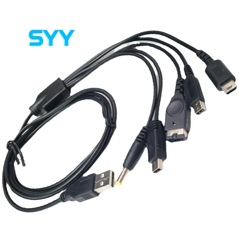 Cable cargador USB SYY 5 en 1 para SP 3DS NDSL WII U PSP 1,2 M sin paquete.