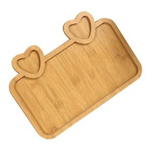 Plateau de service en bambou avec poignées en forme de cœur pour les collations, le pain, les fruits, le fromage, utilisation en cuisine ou sur la table à manger - Product Image 5