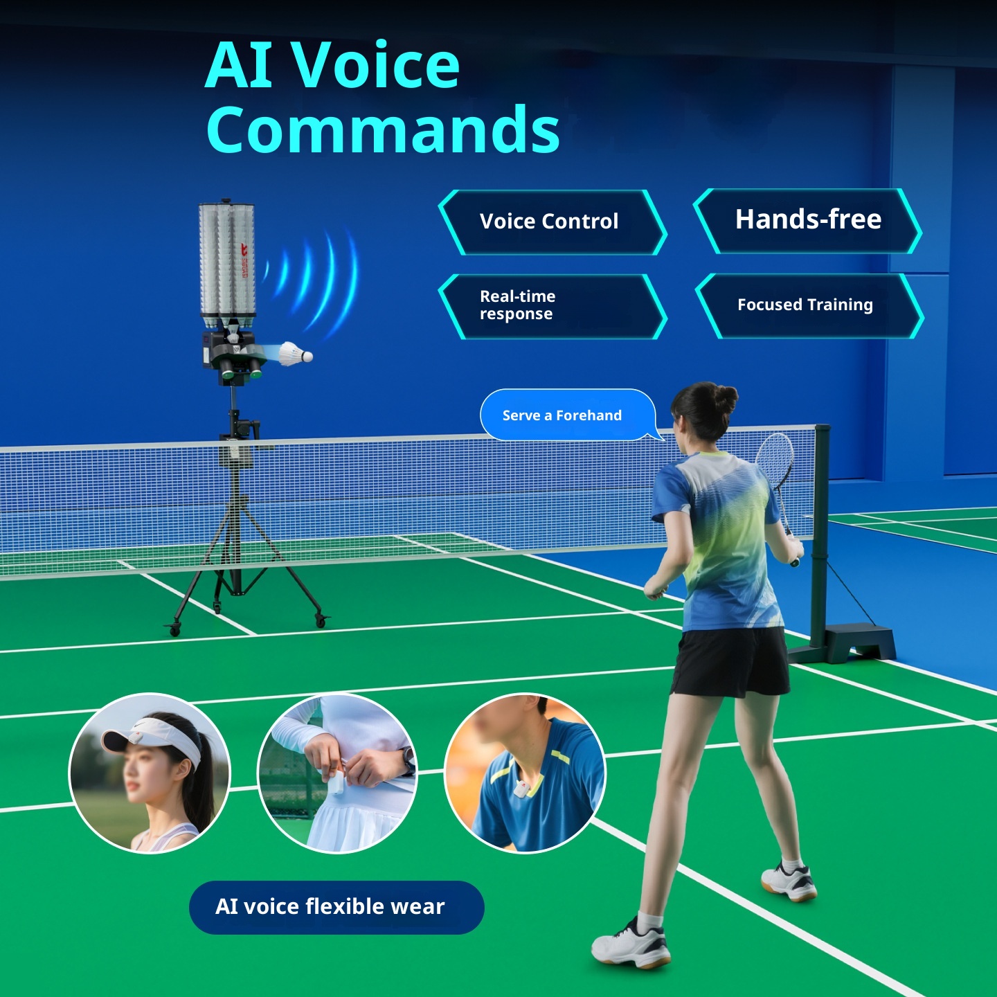 B7Pro Intelligent AI Voice-Controlled Badminton Serve Machine Trainer 5+ Hour Endurance Motion Data Statistics for