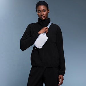Mulheres Full Zip Stand Collar Manga Longa Impermeável Outdoor Gym Workout <span class=keywords><strong>Running</strong></span> Sport Wear Top Fleece Forro Casacos Com Bolsos - Product Image 5