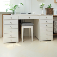 Table de maquillage moderne et élégante en bois blanc Grands tiroirs de rangement Coiffeuse en gros pour chambre à coucher, salle à manger et salle de bain