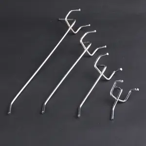 Supermarket Small Metal Wall Single Line Chrome Wire Pegboard Hooks For Supermarket Shelf