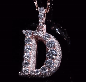 Liontin Huruf Perhiasan Hip Hop Moissanite Berkilau, Perak <span class=keywords><strong>Sterling</strong></span> <span class=keywords><strong>925</strong></span> Berlapis Rhodium, Bersertifikat GRA, Dapat Dipesan Sesuai Keinginan - Product Image 3