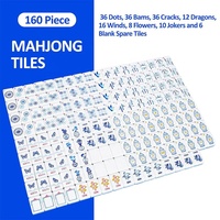 Juego de Mahjong Americano Personalizado de 160 Piezas, Azul y Blanco, con Fichas Acrílicas, Diseño de Mariposas y Grullas, para Viajes y Noches Familiares