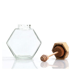 Bán Sỉ Chai Mật Ong Rỗng Lọ Mật Ong Thủy Tinh Hình Con Ong Hình Lục Giác Tổ Ong Trong Suốt Có Nắp Muỗng Và Cái Nạo - Product Image 3