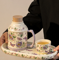 Assiette en céramique vintage à motifs floraux sous glaçure, assiette à salade profonde au design raffiné, vaisselle de table haut de gamme pour la maison