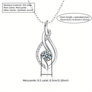 Romantic Women's 0.5ct Moissanite Pendant <strong>Necklace</strong> 925 Sterling Silver with for <strong>Pandora</strong> Twist From the Collection - Product Image 4