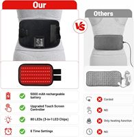 Ceinture de thérapie par lumière infrarouge pour soulager les douleurs dorsales, coussin chauffant sans fil 660 nm et 850 nm avec 6 niveaux d'intensité et réglages de minuterie, OEM