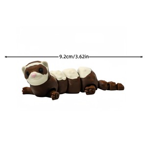 Figura de Hurón de Dibujos Animados Hecha a Mano con Articulaciones Móviles, Color Marrón y Blanco, Decoración para Escritorio o Estante - Product Image 2