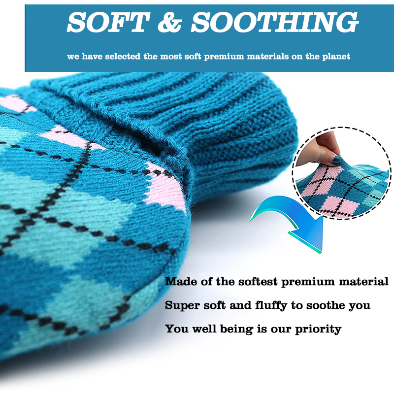 china manufacture hot water bag cheap hand warmer rubber hot water bottle knit cover