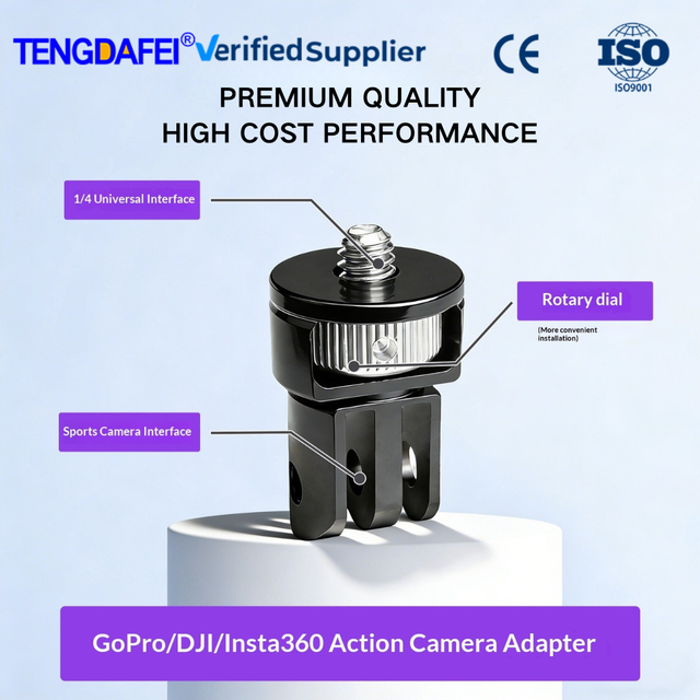 1/4 Screw Tripod Mount Adapter Aluminum Conversion Base Connector for Insta360 X5 X4 ONE X2 GoPro Hero 13 DJI Osmo Action