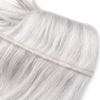 Extensions de cheveux européens Remy lisses, double trame, effet papillon blanc argenté, à coudre invisibles, pré-décolorées