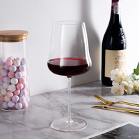 Verre à vin rouge de luxe fait main, ultra-fin, transparent, durable, de haute qualité, pour dégustation, avec base large