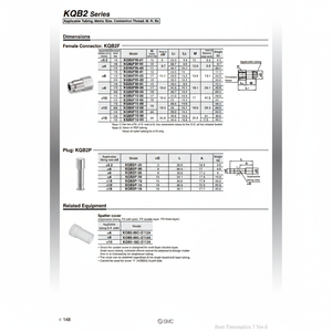 นิวเมติก SMC นิวเมติกฟิตติ้งโลหะแบบสัมผัสเดียว KQB2F08-03ชิ้นส่วนนิวเมติก - Product Image 1