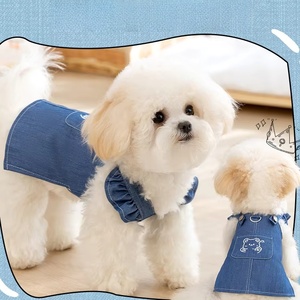 Venta al por mayor Primavera Verano perro Denim Bowtie diseñador estilo clásico vestido de mezclilla pies de gato falda Halter ropa para mascotas para perros gatos - Product Image 4