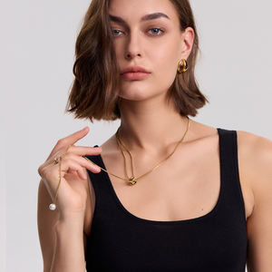 CLIORO largo ajustable corazón perla colgante de acero inoxidable joyería de moda en forma de Y suéter cadena collares para mujeres - Product Image 4