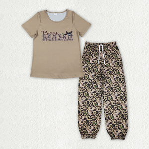 Completo da 2 Pezzi per Bambini e Adulti: T-shirt Casual Mimetica e Pantaloni Jogger con Motivo Anatre MAMA Mallard - Nuovo Design - Product Image 2