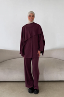 Ensemble coordonné modeste haut de gamme personnalisé pour femme, tunique musulmane et pantalon large, tenues 2026