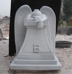Dekorasi Pemakaman Menggunakan Ukuran Hidup Patung Malaikat Menangis Marmer