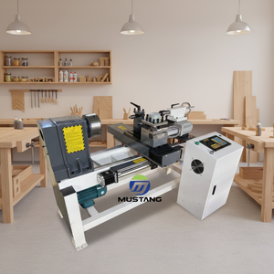 Torno automático CNC Mustang MT5025AT para madera, en acción, para la fabricación de cuencos de madera - Product Image 1