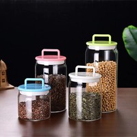 Bocal en verre moderne à large ouverture, hermétique, écologique, en borosilicate haute résistance, pour le stockage en cuisine des noix, des épices et du café