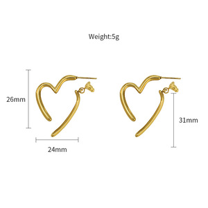 Heart Shape Gold <b>Stud</b> Earrings <b>Titanium</b> Steel Lightweight Fashion Jewelry Gift For Women 2025 New Style - Product Image 4