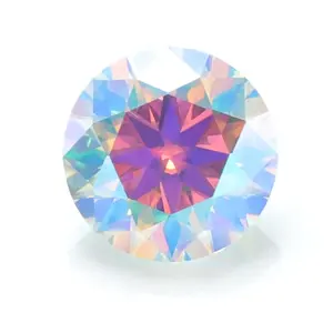 1Carat Ab Colorful Round Cut Loose Moissanite 2ct 8mm 3ct 9mm Gra Certificate Rainbow Moissanite Diamond
