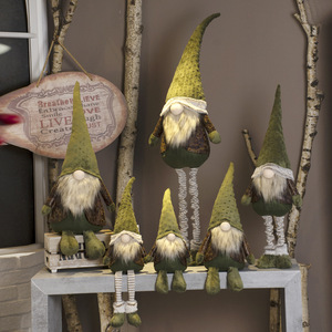 Poupée assise de Noël, Père Noël, ornement de Noël avec longues jambes, figurines de Noël en peluche pour la table, la cheminée, la décoration de la maison - Product Image 1