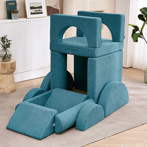 Ensemble de canapé en blocs de mousse pour enfants, 10 pièces, structure de jeu compressible avec accoudoirs pour jeux d'intérieur - Product Image 3