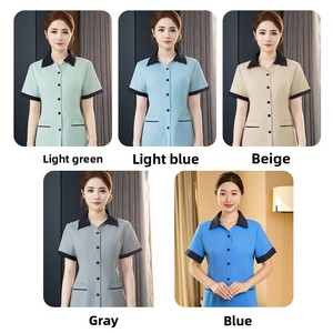 Vêtements <span class=keywords><strong>de</strong></span> travail d'été à manches courtes et col <span class=keywords><strong>en</strong></span> V, respirants, pour le nettoyage des chambres d'hôtel, vêtements <span class=keywords><strong>de</strong></span> travail pour l'entretien ménager, uniformes <span class=keywords><strong>de</strong></span> ménage - Product Image 4