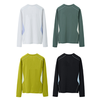 T-shirt de course à manches longues à blocs de couleur, nouveau design, séchage rapide, respirant, en maille, pour activités sportives en extérieur – Vente directe usine