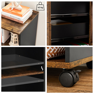 Cabinet File VASAGLE 3 Drawer Wood Filing Cabinet Office Furniture Steel Document Storage Cupboard Assemble File Cabinet Storage