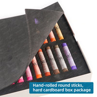 SINOART Crayons d'art pastel doux demi-bâton rond-Couleurs résistantes à la décoloration en 12/24/36/48/72 ensemble avec bâtons ronds roulés à la main