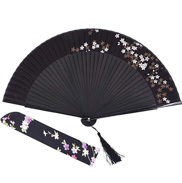 Custom 21 cm Bamboo  Handheld Fan Charming Elegant Modern Woman Handmade Bamboo Silk Folding Pocket Purse Hand Fan
