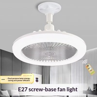 Ventilateur de plafond LED multifonctionnel à 3 couleurs, télécommande, variateur d'intensité, minuterie, dimmable, mini, pour chambre à coucher, salon, bureau, E27