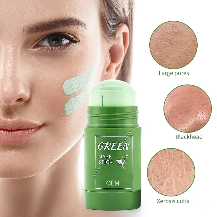 Soins de la peau d'origine fabricant acné contrôle de l'huile argile de nettoyage du visage masque boue organique thé vert masque vert musc bâton