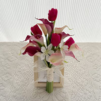 Fleur artificielle Calla Lily rose frais en PU souple, style coréen, faite à la main, réaliste, pour décoration de mariage et bouquet de mariée