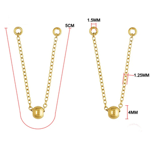 14K altın dolgulu 2 "kablo zinciri kulak W/4mm boncuk çift yüzük DIY damızlık püskül zincir tel küpe hipoalerjenik Piercing takı - Product Image 4