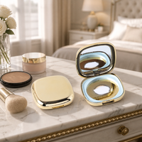 Boîtier de maquillage ovale vide pour poudre compacte et poudre libre avec miroir, emballage cosmétique en gros, direct usine