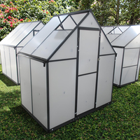 Adorable petite serre moderne en aluminium pour pépinière, montage facile avec fenêtres réglables, porte à charnières, panneaux en polycarbonate, cadre en métal