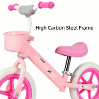 Bicicleta de Equilibrio para Niños con Logotipo Personalizado, Color Rosa y Blanco, con Canasta de Almacenamiento, Asiento Ajustable, Marco de Acero, Suministro al por Mayor