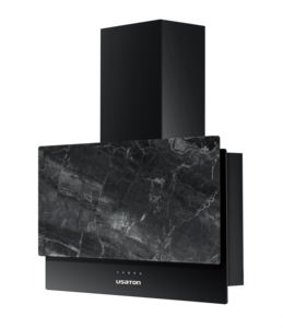 Bonito patrón de mármol Aspecto negro Extractor de cocina Gran potencia de succión <span class=keywords><strong>Campana</strong></span> montada en la pared <span class=keywords><strong>Campana</strong></span> de cocina con ventilación eléctrica - Product Image 2