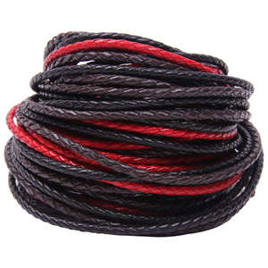 Handmade Leather Cowhide <b>Ropes</b> 5 mm Brown Round Genuine Braided Leather Cord Bolo Tie Cording Woven Leather Cord for <b>Bracelet</b> - Product Image 1