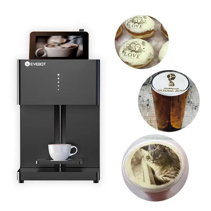 EVEBOT EB-FT4 Selfie Beverage Food Printer 3D Digital commestibile inkjet latte art coffee printer machine pizza cake