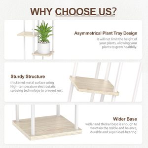Support à plantes moderne à 6 niveaux, en métal doré, pour décoration intérieure, étroit, pour plantes et fleurs - Product Image 3