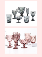 Promotion : Verres à pied hautement transparents à motif gaufré unique pour mariage, fête, bar – Verre à eau et gobelet à vin bleu diamant