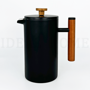 Presse à café isolée en acier inoxydable de qualité 304 1 litre (34oz) Cafetière à presse française noire avec manche en bois - Product Image 5