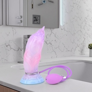 FAAK Hand-pump Inflatable <b>Dildo</b> with Suction Cup Fantasy <b>Dildo</b> Sex Toys Silicone Soft Anal Plug for Men Women - Product Image 1